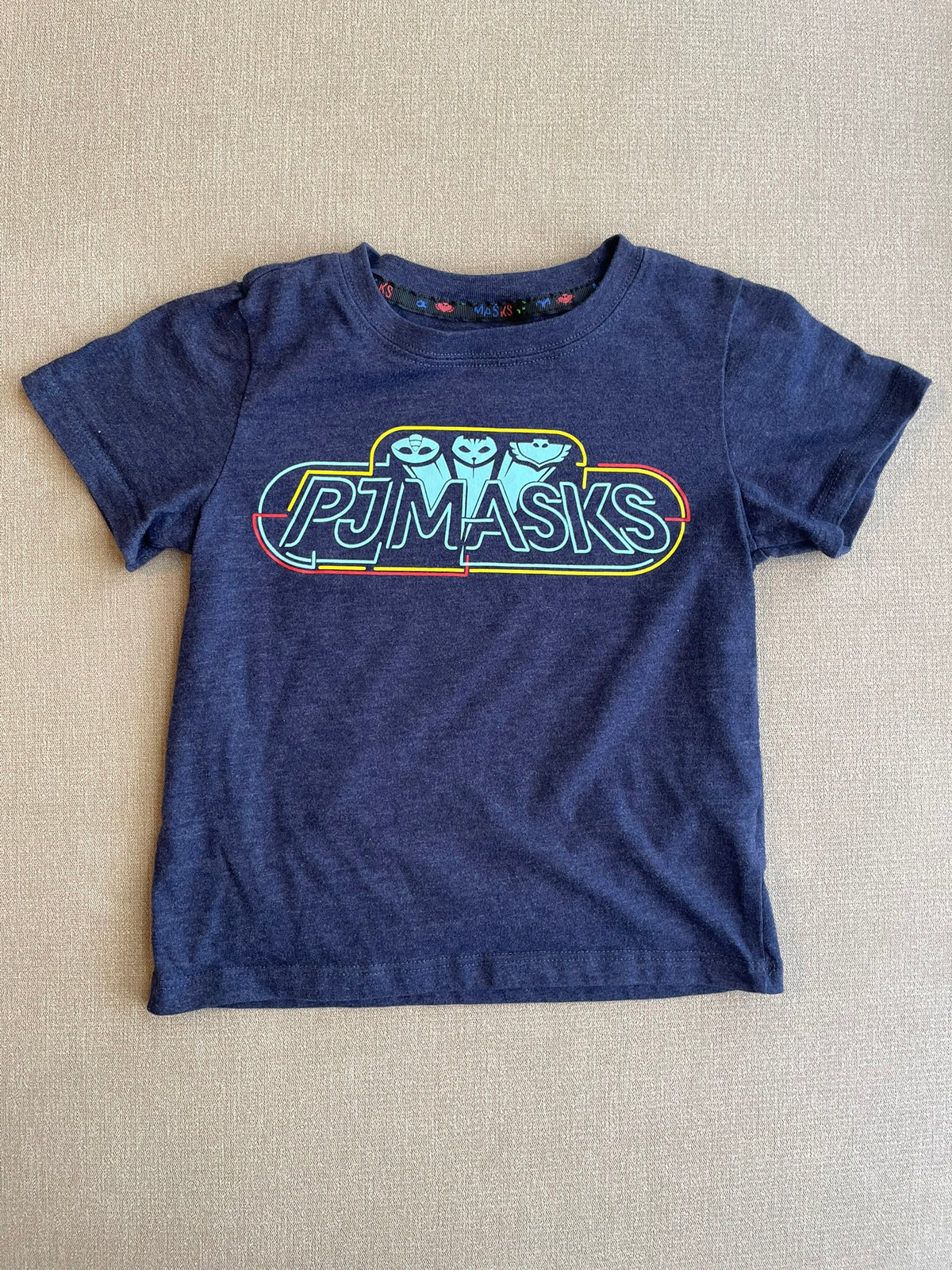 Seller #12 | PJ Masks | Dark Navy Blue Tshirt with Characters on the Back | VGUC | Size 4T