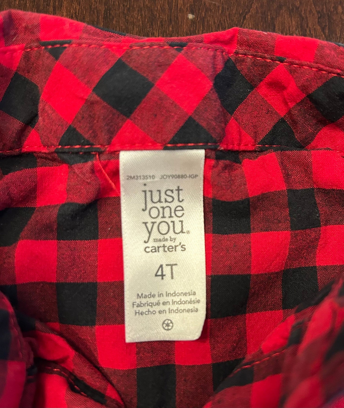 Seller #18 Reduced! black red plaid button up boys size 4