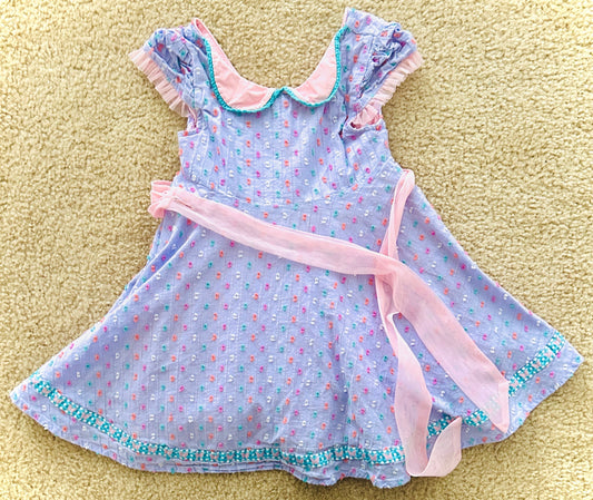 #15 *Reduced* Wildflowers 2t Dress with Peter Pan Collar and Net Tie