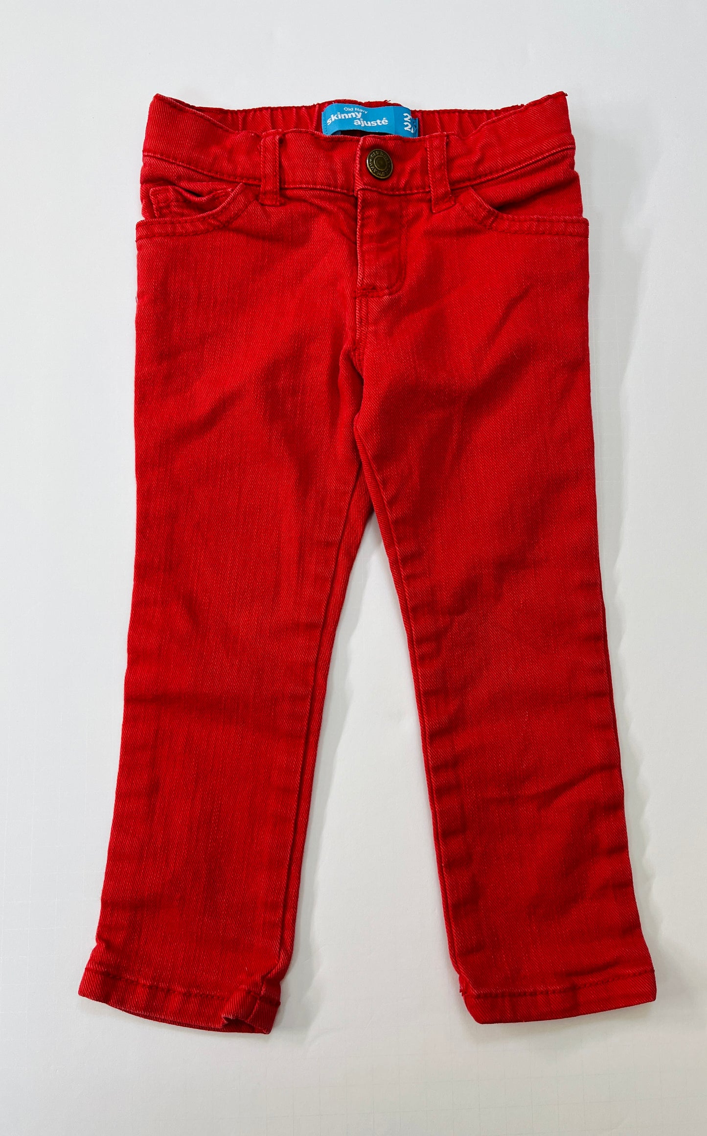 Girls 2T Old Navy red skinny jeans with adjustable waist EUC