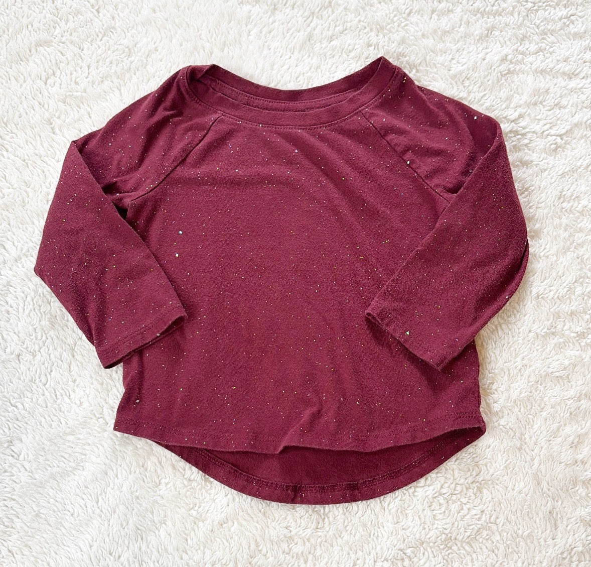 #58 Cat and Jack 18 M Girls Sparkly Maroon Long sleeved Shirt