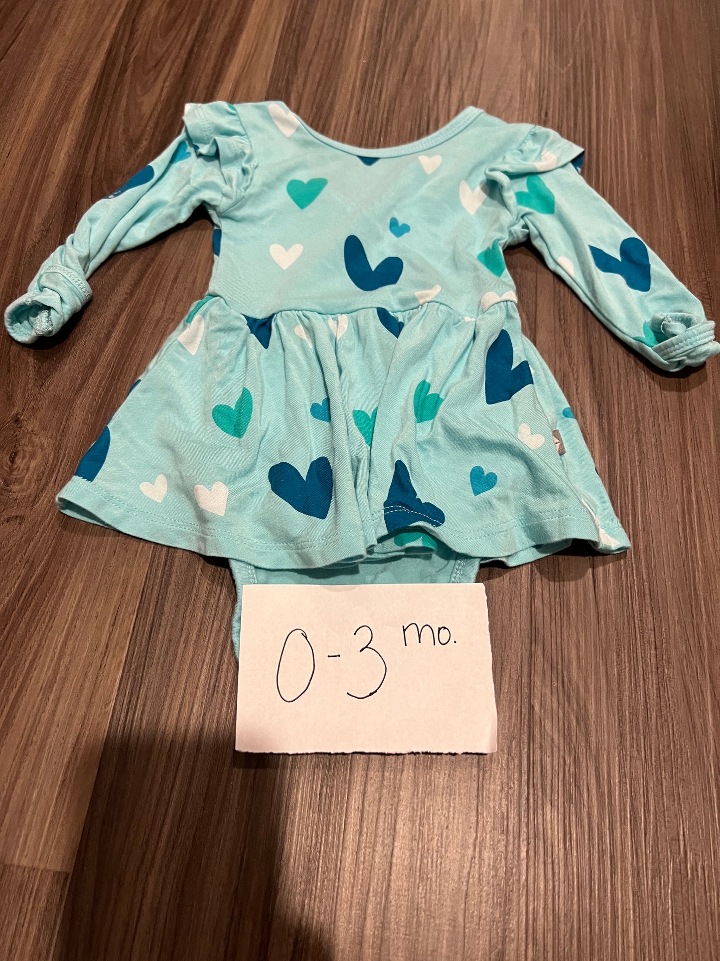 0-3 Mo - Kyte Baby - Blue Hearts LS Bodysuit Twirl - PU 45236 Except Semiannual Sale