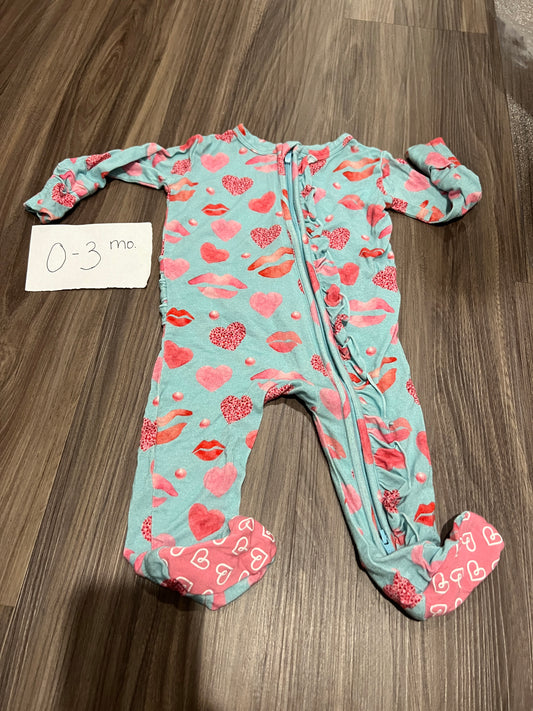 0-3 Mo - Lev Baby - Blue with Pink Hearts Zippy - PU 45236 Except Semiannual Sale