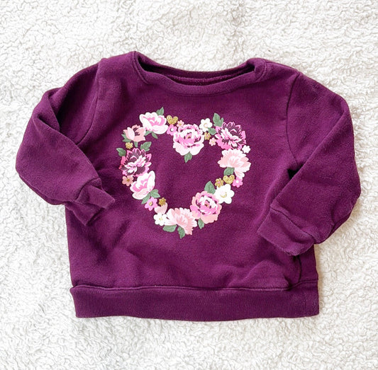 #58 Garanimals Girls 18 M Maroon Flower Sweatshirt