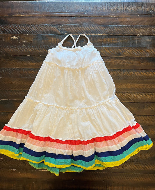 134 Mini Boden Girls Rainbow ruffle Dress 6