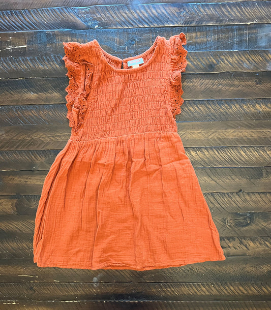 134 Cat & Jack Girls Rust Orange ruffle dress 5T