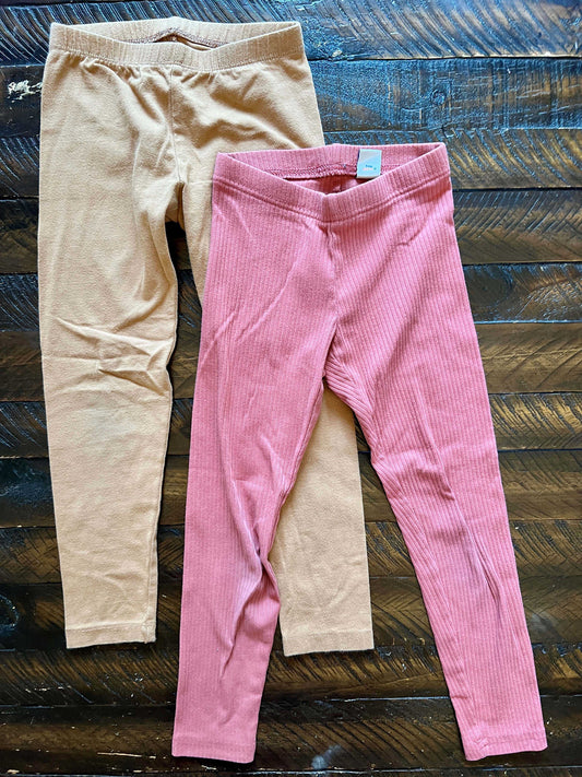 134 Old Navy Girls legging bundle (camel/mauve) 5T
