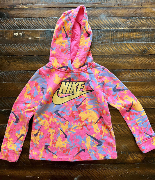 134 Nike Girls Pink multi color Hoodie Size 5