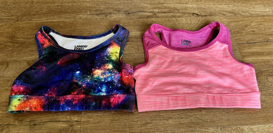 #124 EUC Land's End Pink & Multi-Colored Sports Bras Girls Size S 6-7