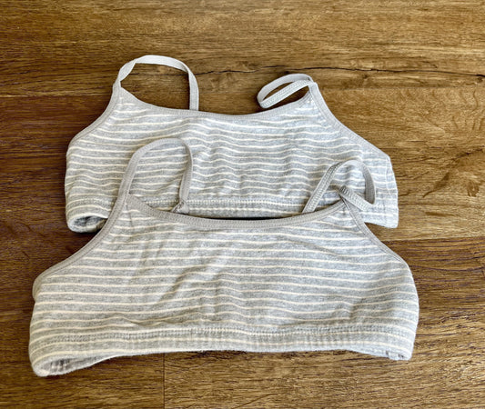 #124 EUC Light Gray Striped Old Navy Bras - Set of 2 Girls Size M