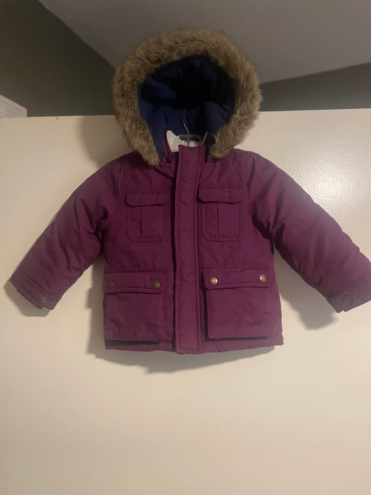 #177 Carter's Purple Girls Winter Coat 3T