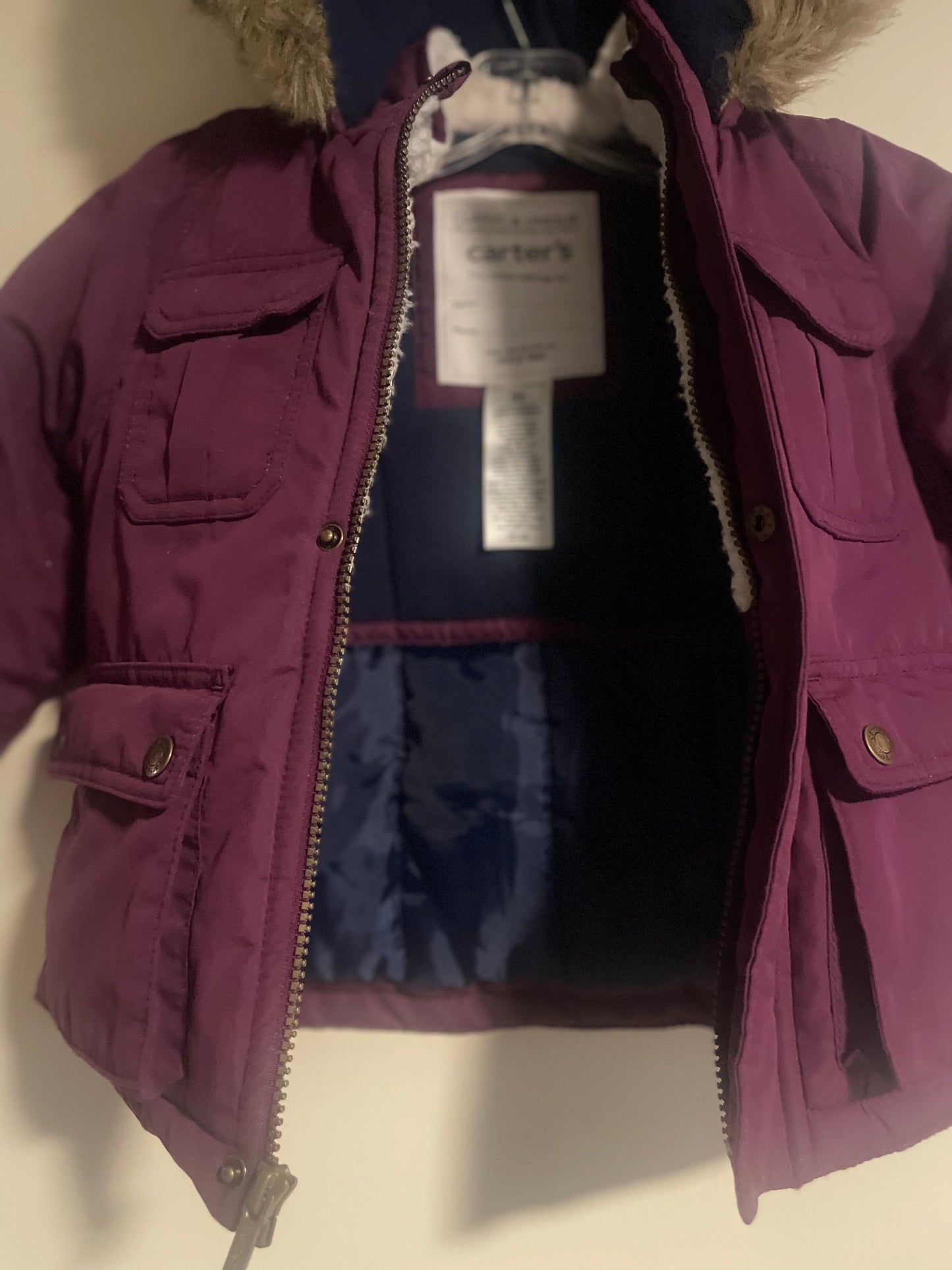 #177 Carter's Purple Girls Winter Coat 3T