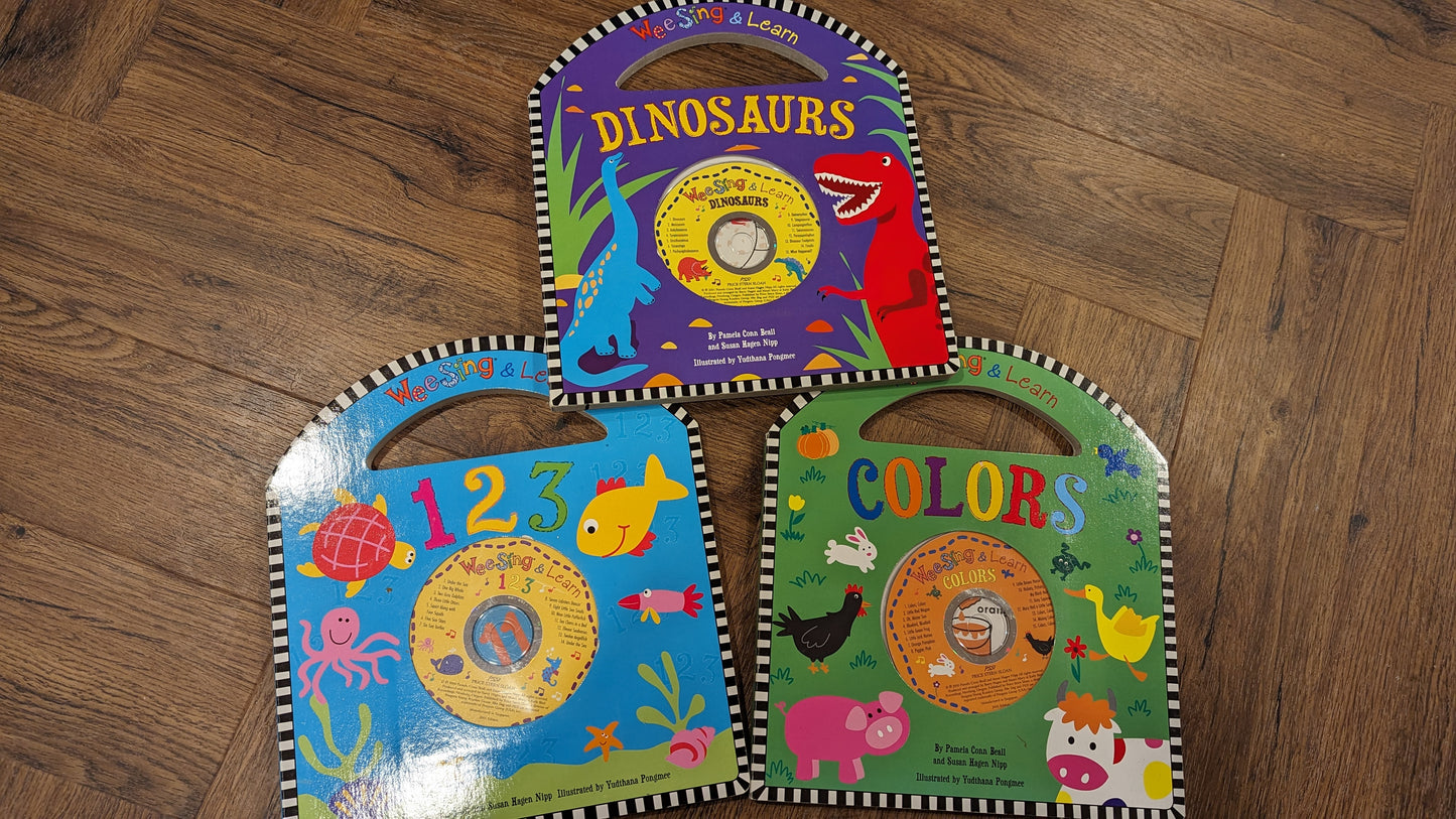 Wee Sing books & CDs - Dinosaurs, Colors, 1 2 3