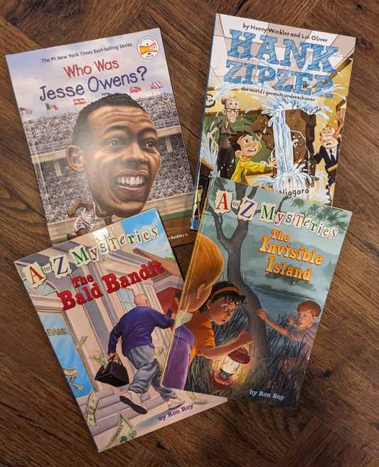 Young reader collection - Hank Zipzer, A to Z Mysteries, Who Was Jesse Owens