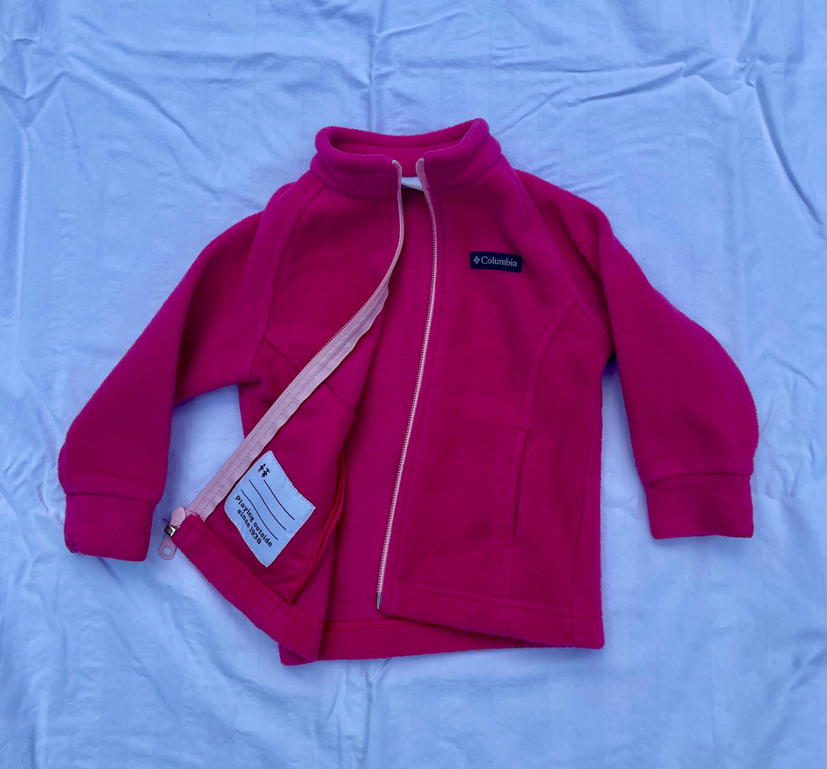 #32 Columbia Infant Girl Hot Pink Fleece Size 12-18 Months