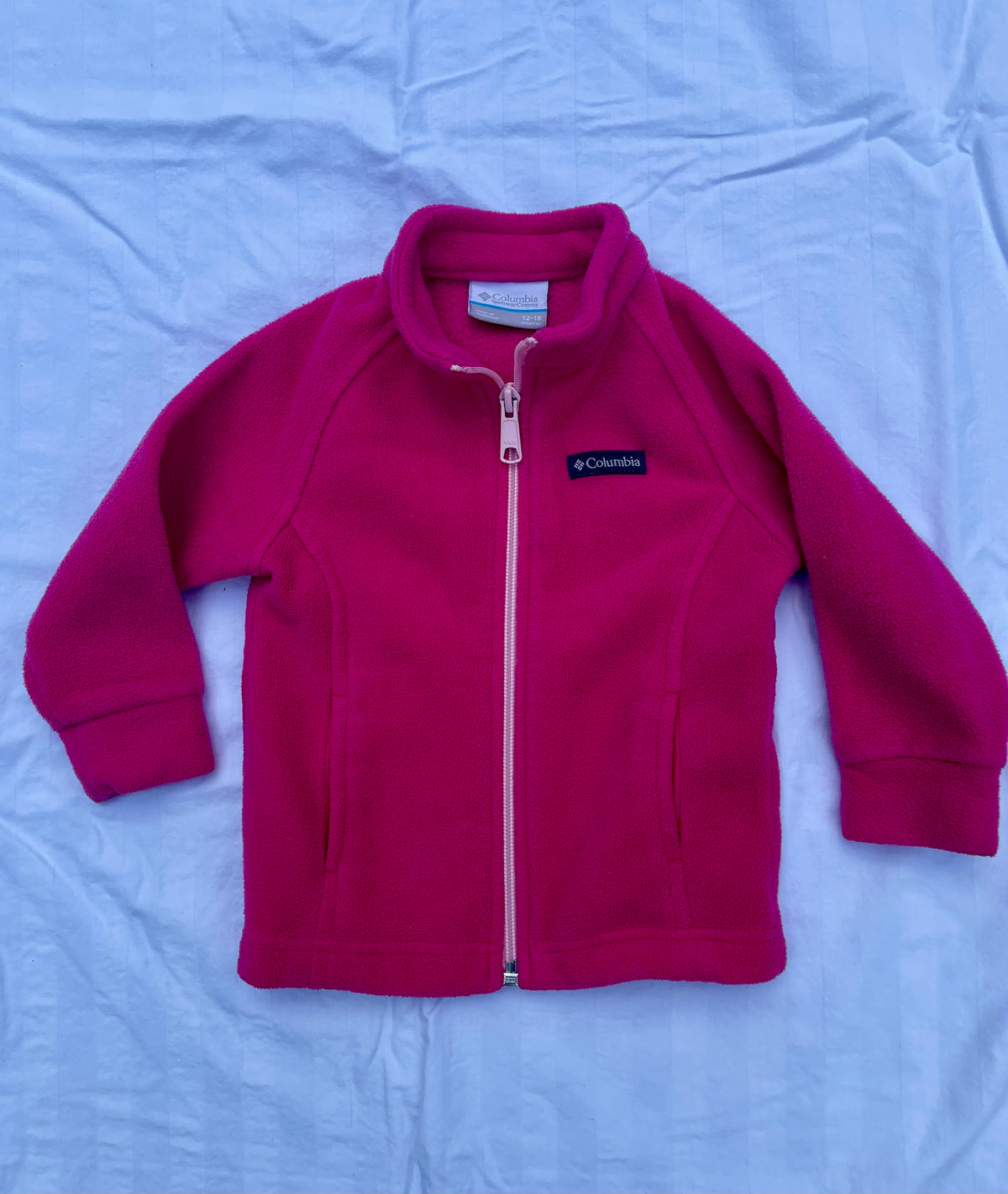 #32 Columbia Infant Girl Hot Pink Fleece Size 12-18 Months