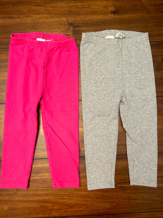 EUC Hanna Andersson Girls Size 2 (85) Gray & Hot Pink Leggings Bundle