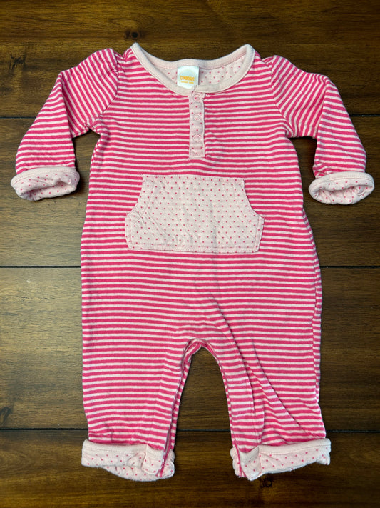 #201 Gymboree Girls Size 3-6M Hot Pink & Light Pink Striped Knit One Piece
