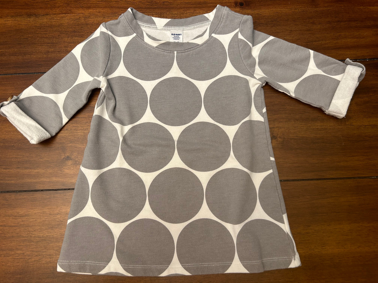 #201 Mixed Brands Girls Size 12-18M White with Gray Polka Dotted Old Navy Tunic with Gymboree Pants Bundle