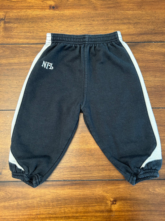 #201 NFL Boys Size 12M Black Sweatpants with White Stripes Down Sides