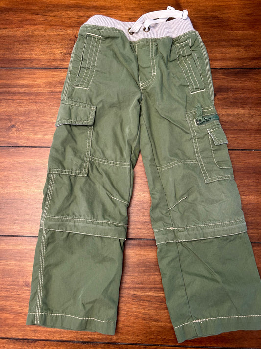 EUC Mini Boden Boys Size 5 Army Green Zip Off Convertible Techno Pants