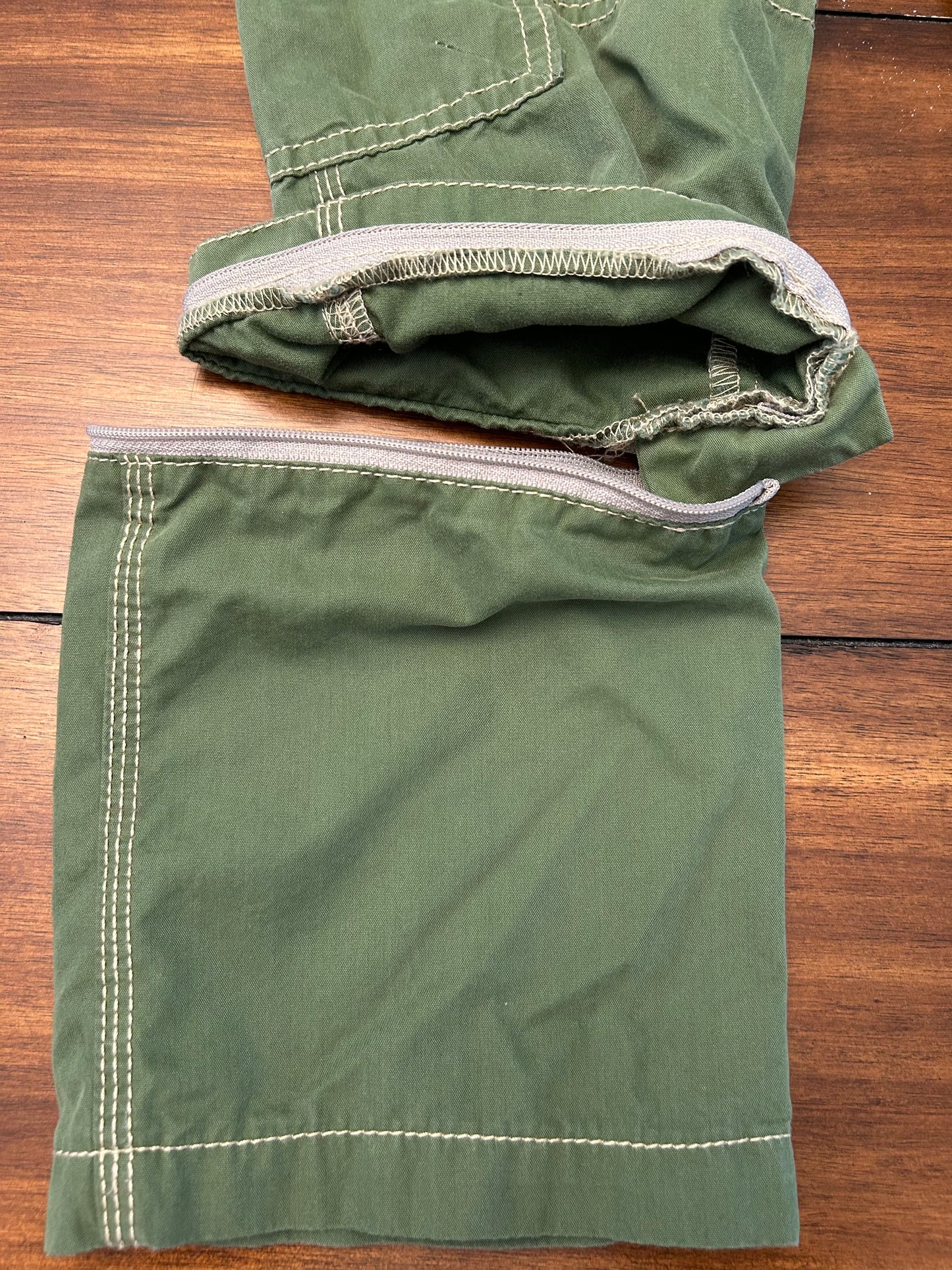 EUC Mini Boden Boys Size 5 Army Green Zip Off Convertible Techno Pants