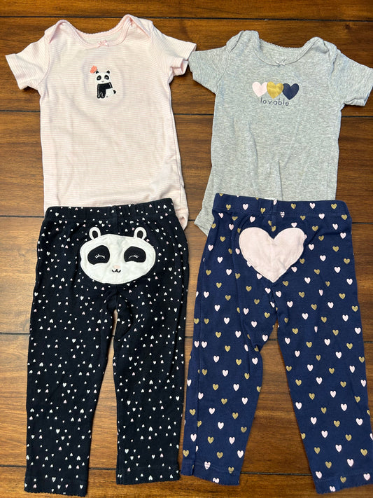 Carter's Girls Navy Pink & Black	Onesies with Pants Bundle	Size 18M PPU 45040