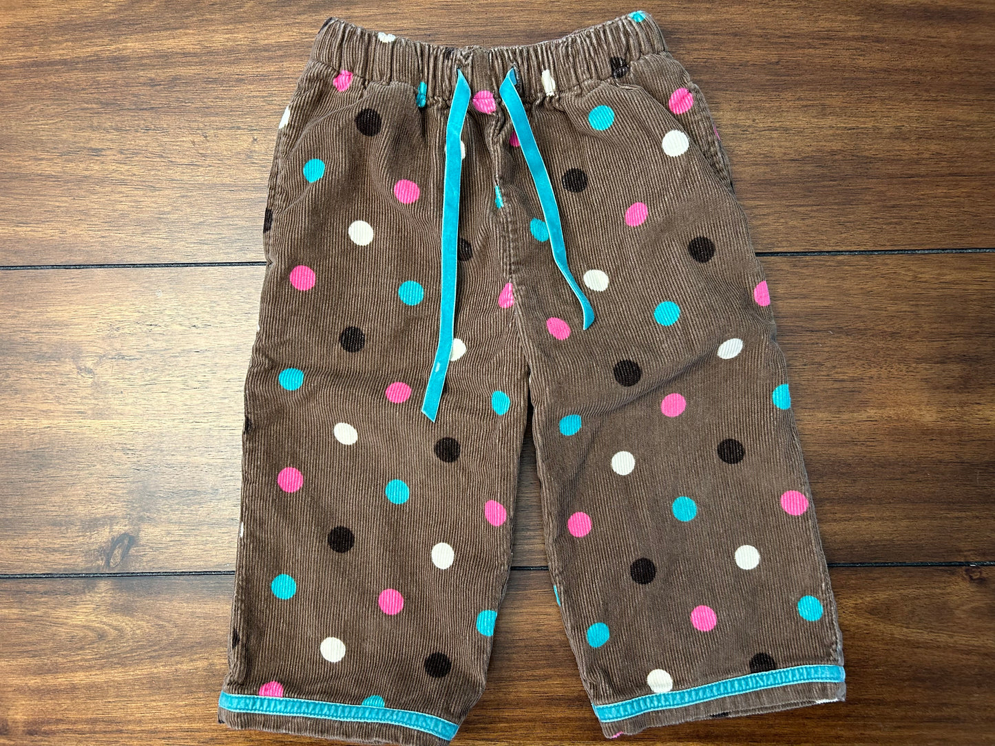 EUC Mini Boden Girls Size 18-24M Brown Polka Dot Corduroy Pants