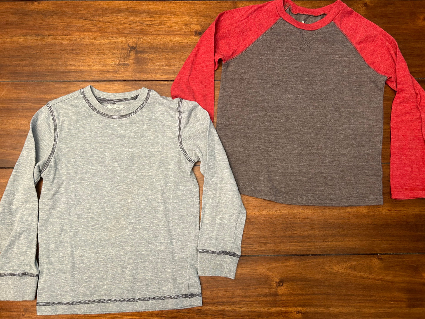 #201 Tucker & Tate Boys Size 5 Blue and Gray with Red Raglan Long Sleeve T-shirt Bundle