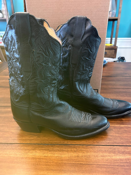 #201 Lucchese 2000 Women's Size 9 Black Genuine Leather Cowboy Boots