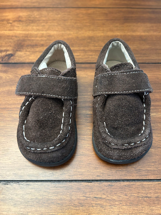 #201 See Kai Run	Boys Size 6 (little kid) Dark Brown Suede Velcro Dress Shoes
