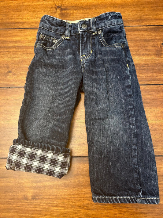 #201 Baby Gap Boys Size 12-18M Dark Wash Lined Loose Fit Jeans