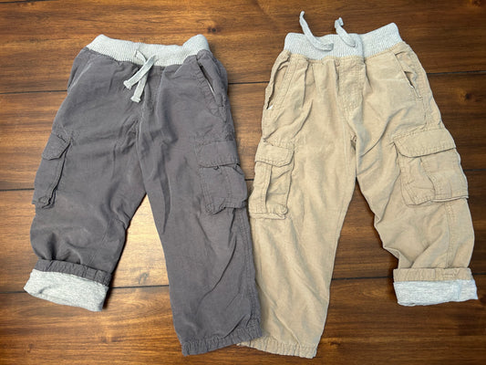 EUC Tucker & Tate Boys Size 3 Gray & Brown Lined Cargo Pants Bundle