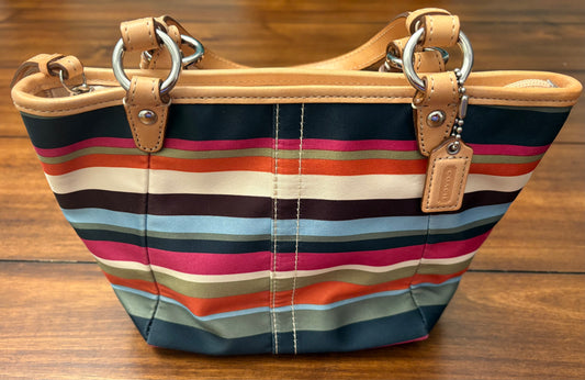 #201 Coach Small Fabric Striped Purse