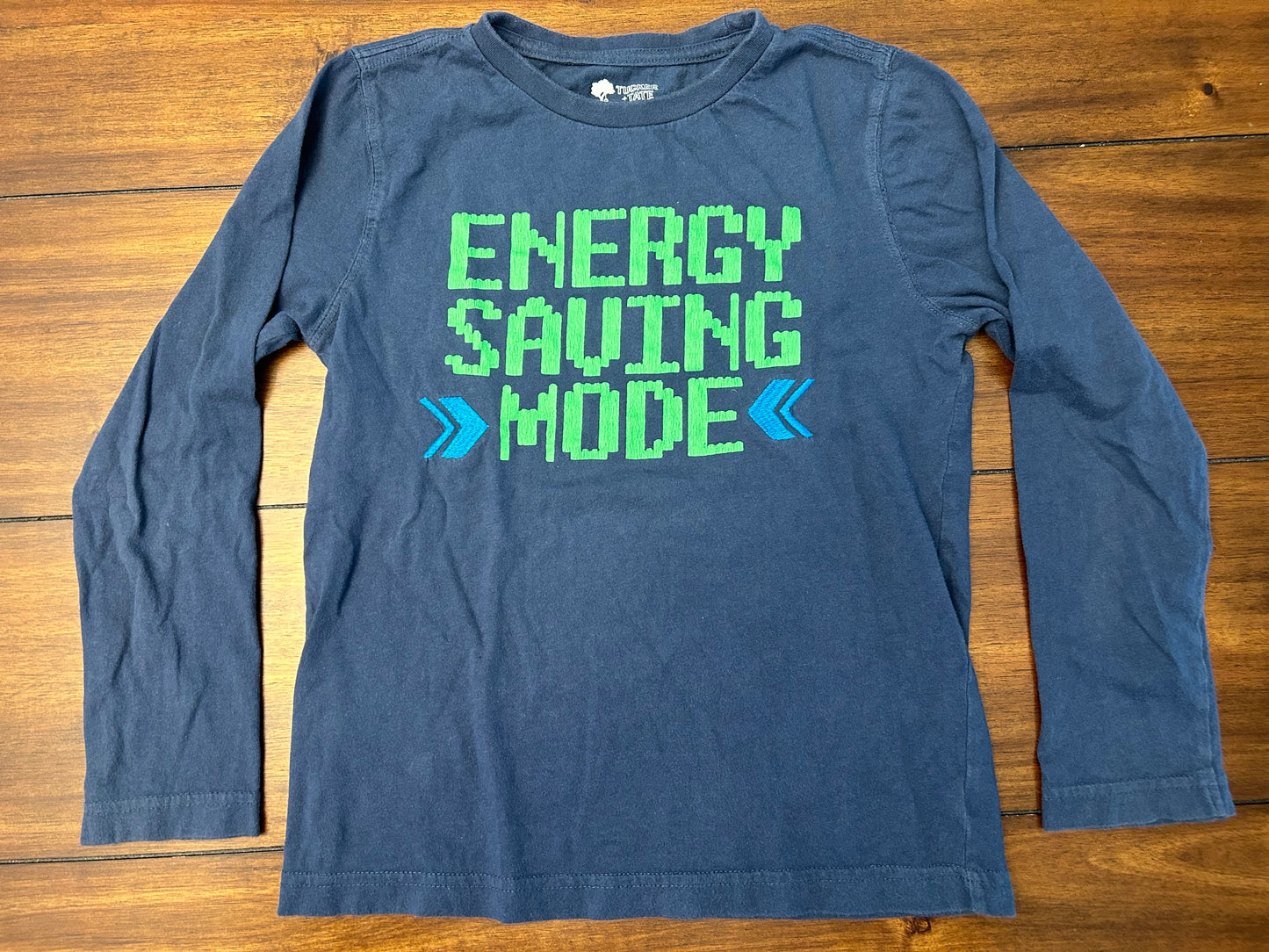 EUC Tucker & Tate Boys Size 7 Navy Energy Saving Mode Graphic Long Sleeve T-shirt