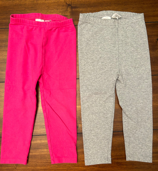 #201 Hanna Andersson Girls Size 2 (85) Gray & Hot Pink Leggings Bundle