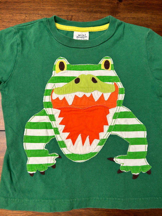Mini Boden Boys Bright Green Frog Appliqué T-shirt Size 2-3 PPU 45040