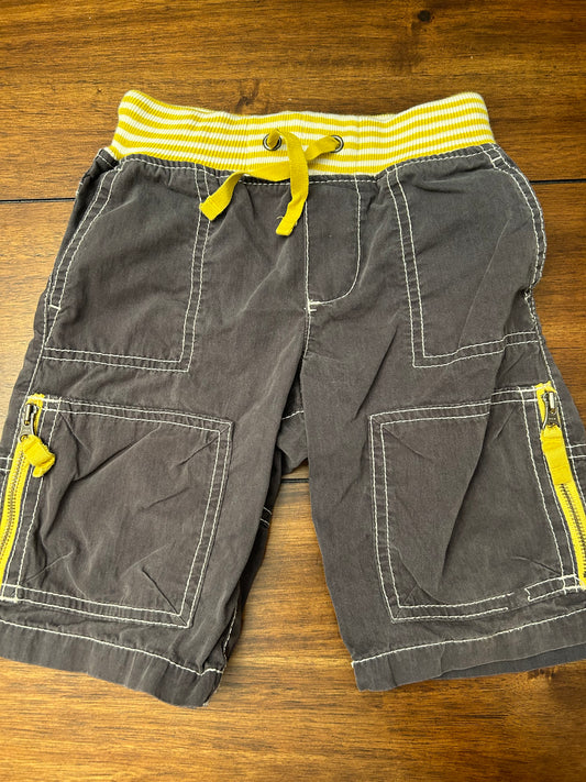 Mini Boden Boys Gray	with Yellow Cargo Shorts Size 2-3 PPU 45040