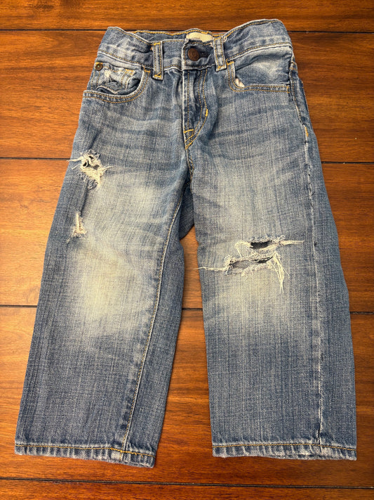 #201 Baby Gap Boys Size 2T Medium Wash Distressed & Torn Jeans