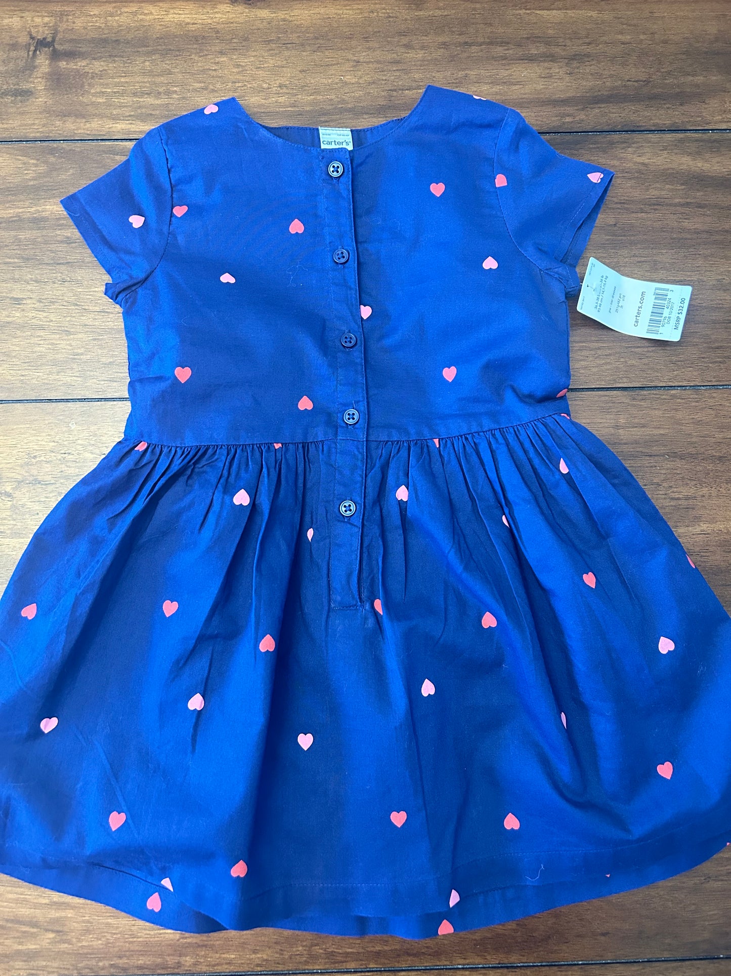 Carter's Girls Navy Dress with Pink Hearts NWT Size 3T  PPU 45040
