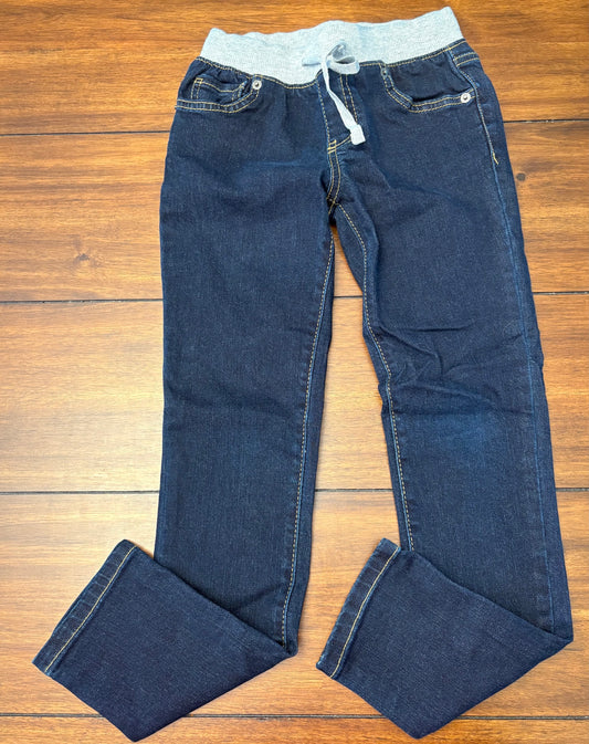 #201 Cat & Jack Girls Size 8 Dark Wash Elastic Waist Skinny Fit Jeans
