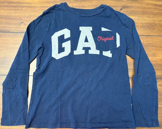#201 Gap Boys Size M Navy GAP Logo Long Sleeve T-shirt
