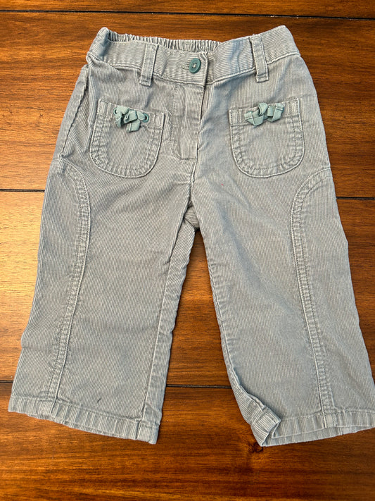 EUC Janie & Jack Girls Size 6-12M Slate Blue Corduroy Pants