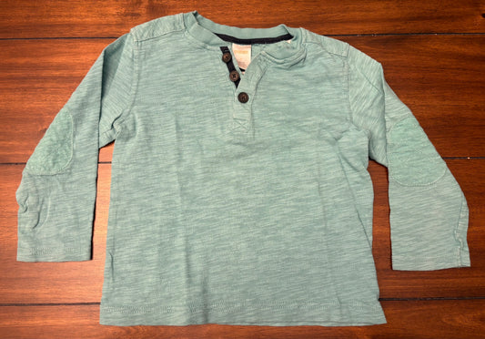 #201 Gymboree Boys Size 4T Aqua Long Sleeve Henley