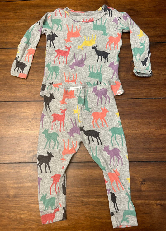 #201 Baby Gap Boys Size 12-18M Gray Printed Two Piece Pajama Set
