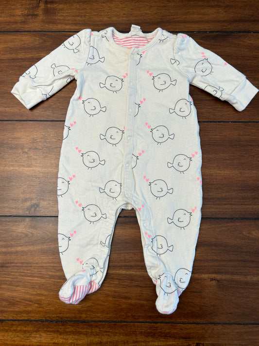 #201 Baby Gap Girls Size 0-3M Cream Organic Cotton Button Down Lined Footed One Piece