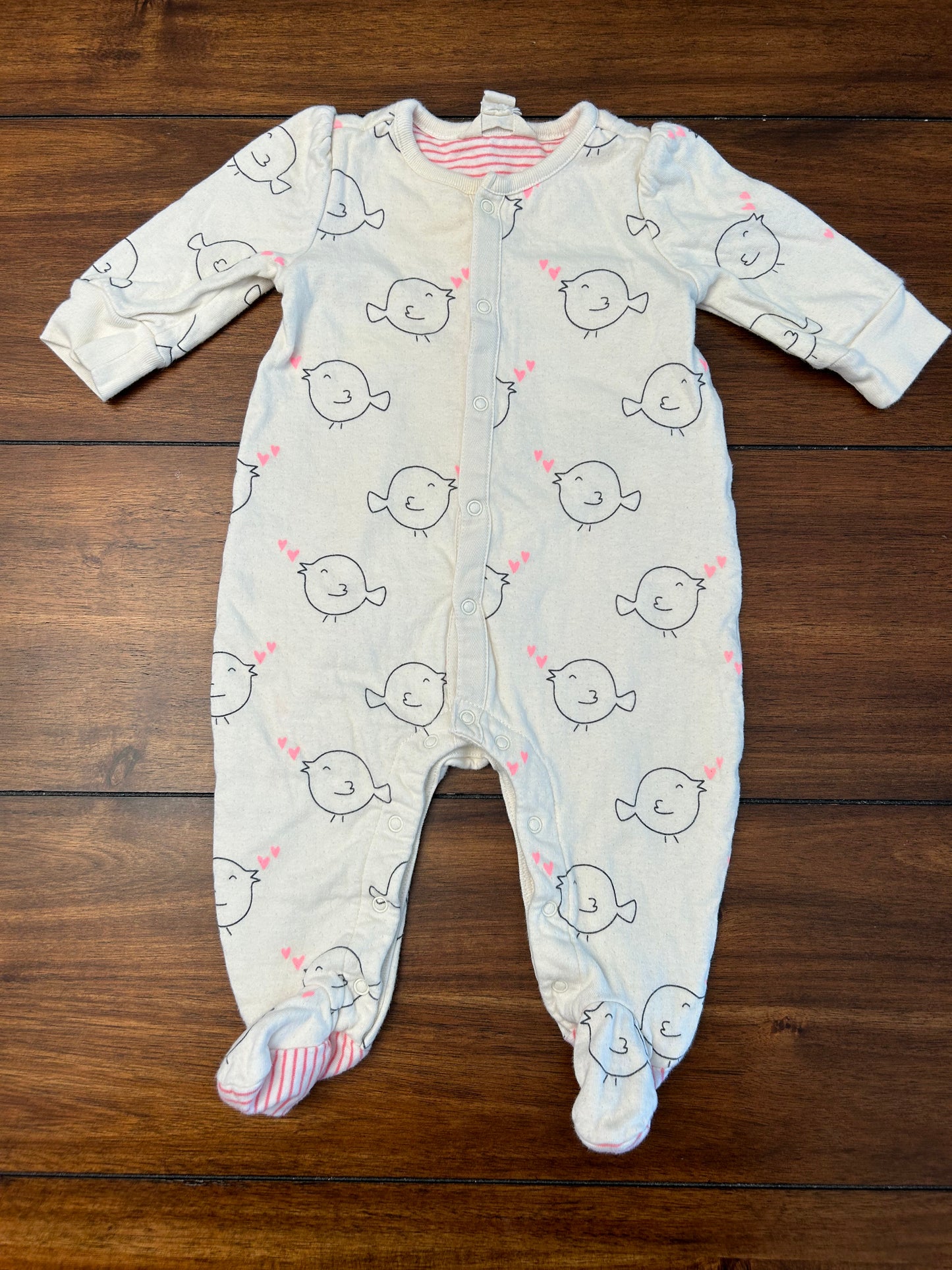 #201 Baby Gap Girls Size 0-3M Cream Organic Cotton Button Down Lined Footed One Piece