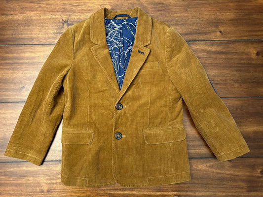 #201 Mini Boden Boys Size 6-7 Camel Corduroy Lined Blazer