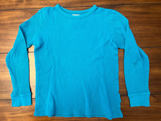 #201 Peek Boys Size 6-7 Teal Thermal Long Sleeve Top