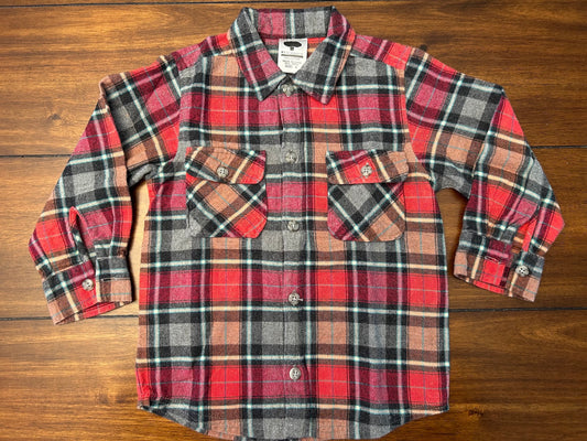 #201 Mullberribush Boys Size 4 Red & Gray Plaid	Button Down Flannel
